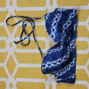 Victoria's Secret Blue & White Tie Dye Bikini Top Size 34B